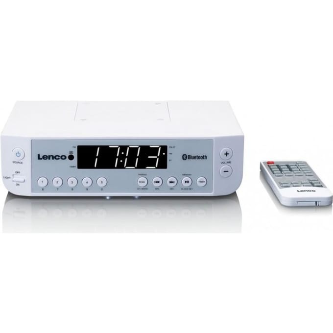 Lenco Keukenradio - FM Radio met Bluetooth - LED scherm en Timer functie - KCR-100WH - Wit