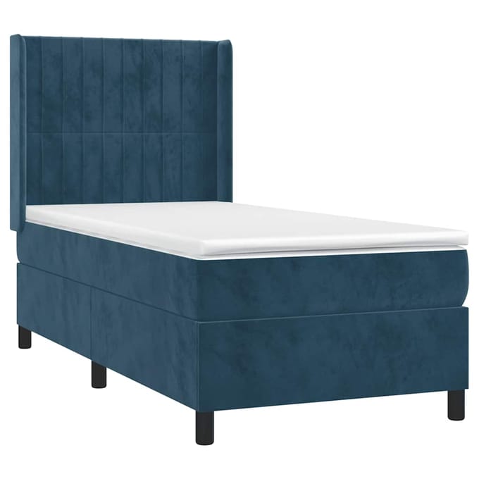 vidaXL - Boxspring - met - matras - fluweel - donkerblauw - 90x200 - cm