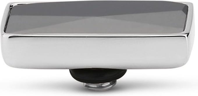 Melano Twisted Rectangle Steentje Black | Zilver