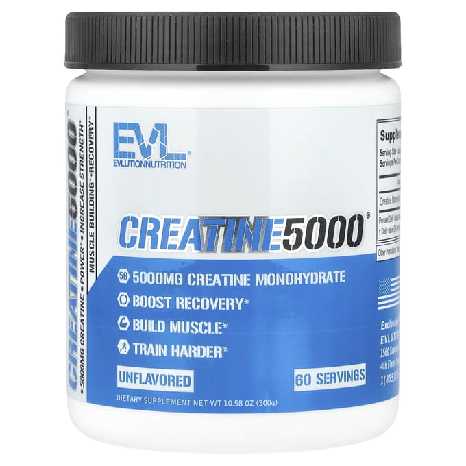 EVLution Nutrition, CREATINE5000, Zonder smaak, 10,58 oz (300 g)