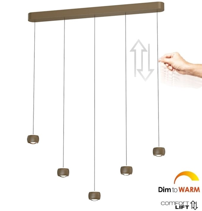 Freelight - Hanglamp Cosmo 5 lichts L 120 cm comfortlift brons goud