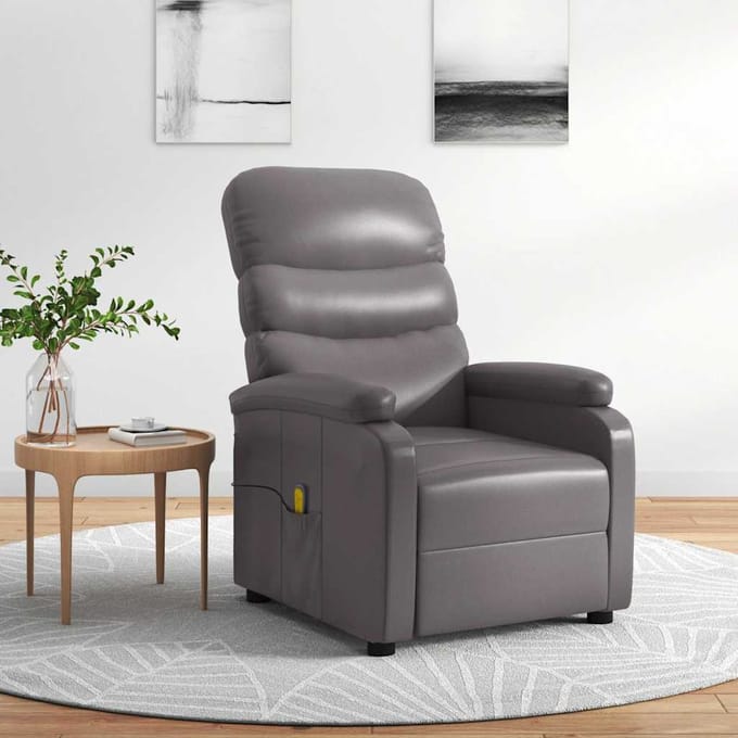 vidaXL Massagestoel kunstleer grijs