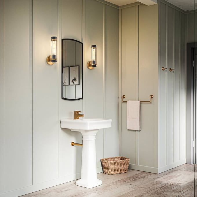 Hinkley LED Wandlamp Masthead | 1X E27 Max 40W | IP44 | Dimbaar | Heritage Brass & Black