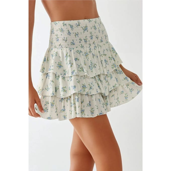 Floral Mini Rok met Elastische Taille