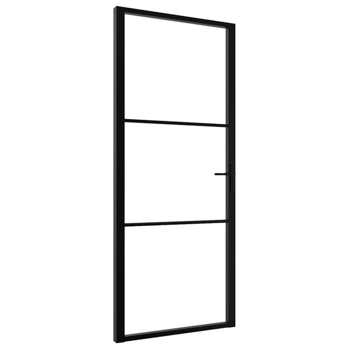 vidaXL - Interne - deuren - 93 - x - 201,5 - cm - Aluminium - Zwart - en - Transparant