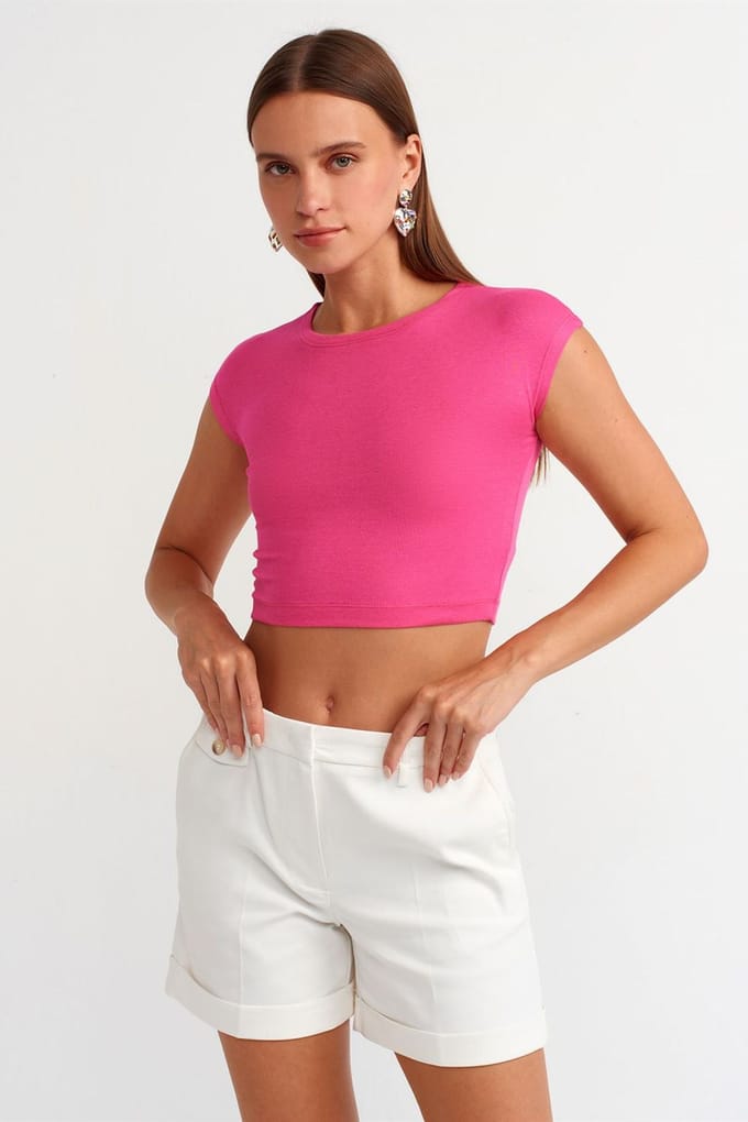 Slim Fit Crop Jersey Blouse