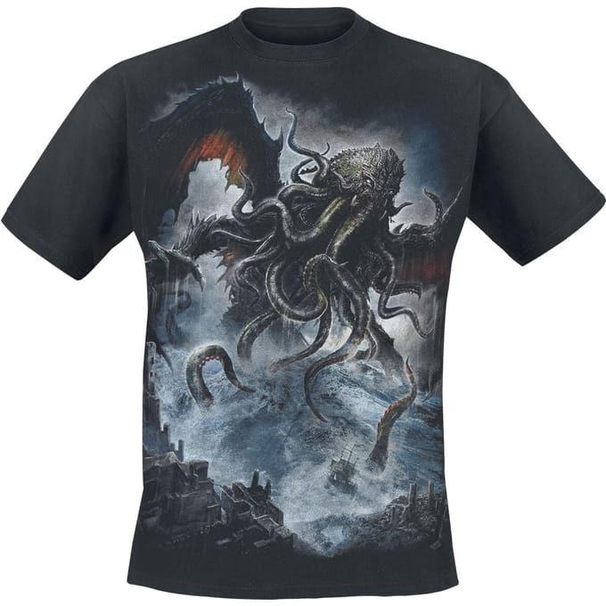 Spiral - Gothic T-shirt - Cthulhu - M - voor Mannen - zwart