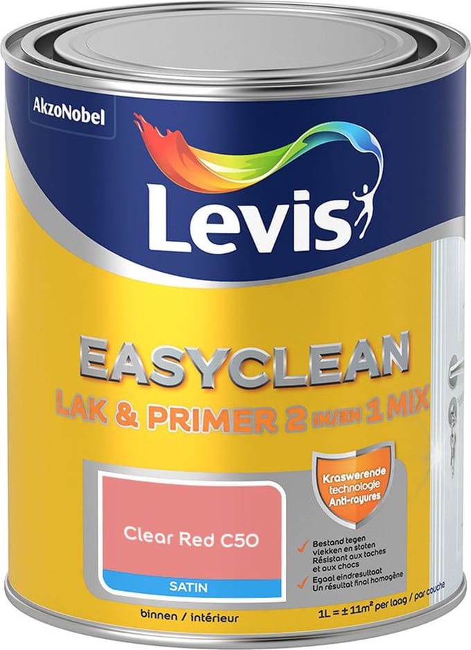 Levis - Easyclean Lak & Primer 2-In-1 Mix - Clear Red C50 - Mengverf - 1 L