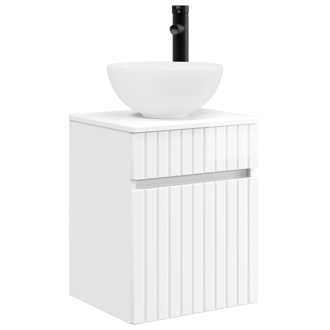 vidaXL - Wandgemonteerde - wastafelmeubel - Hoogglans - Wit - 39 - x - 41 - x - 64,5 - cm