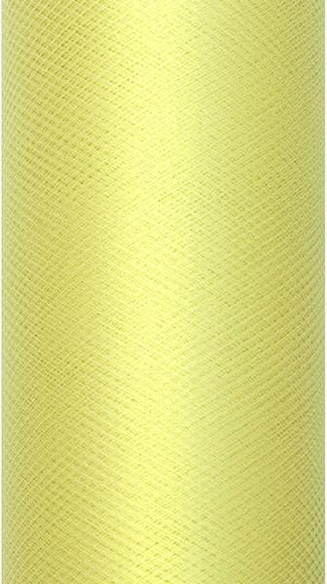 Partydeco Licht geel tule - 30 cm breed x 9 meter - OP = OP