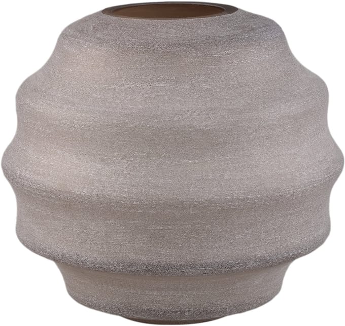 PTMD Elladie Beige Round Glass Layered Vase Low