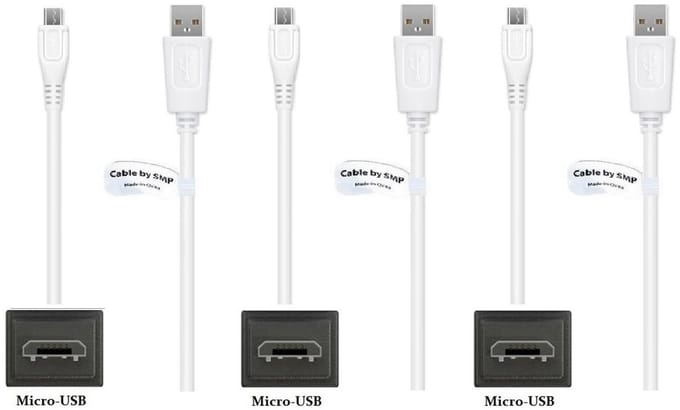 3 stuks OneOne 1,0m Micro USB kabel. Standaard laadkabel. Oplaadkabel snoer past op past op Canon EOS 250D, EOS 850D, EOS 90D, EOS M200, EOS M5, EOS M50, EOS M50 Mark II, EOS M6 camera