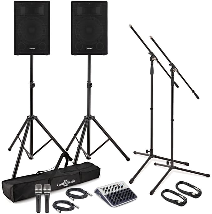 SubZero C12A Actief PA-systeem met Microfoons, Statieven en Mixer