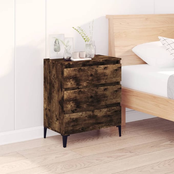 vidaXL - Dressoir - 60x35x70 - cm - bewerkt - hout - gerookt - eikenkleurig