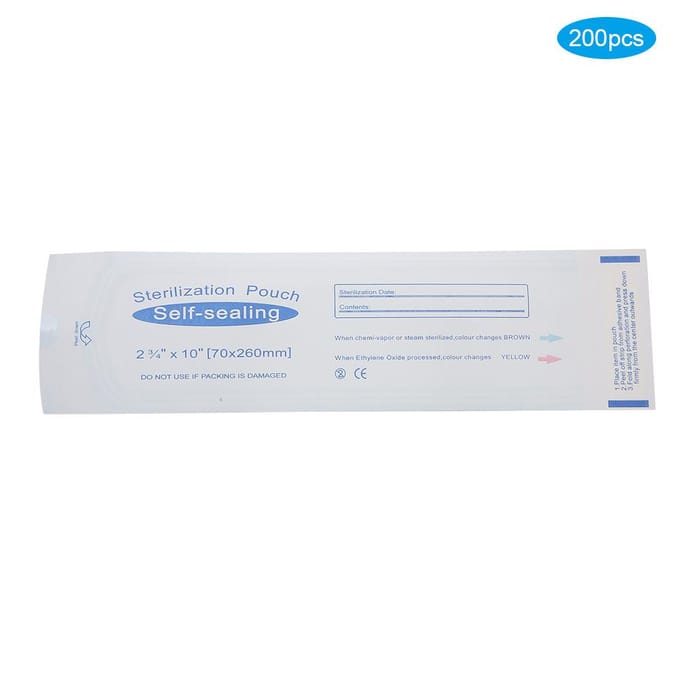 Doos van 200 stuks 70 x 260 mm Zelfsluitende Zakjes Tandheelkundige Zakjes Tassen Accessoire white
