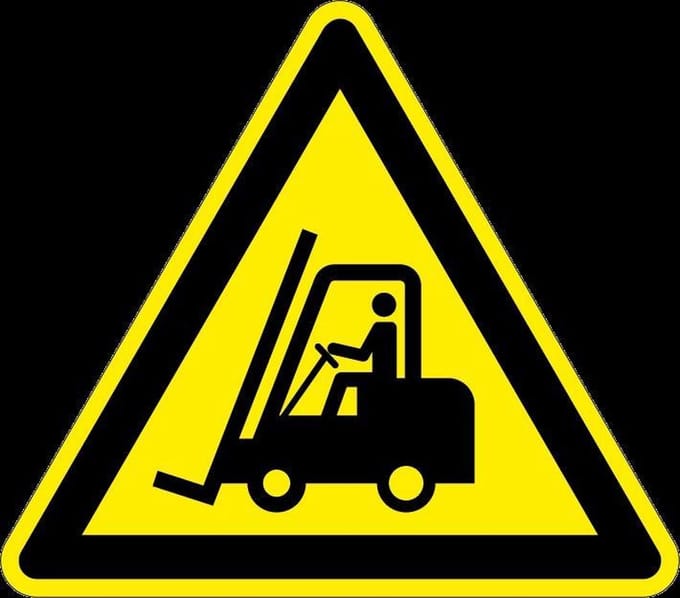 Waarschuwingsbord heftrucks - kunststof - W014 400 mm