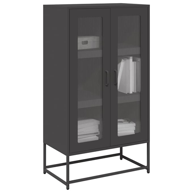 vidaXL - Hoge - kast - 68x39x123 - cm - staal - zwart