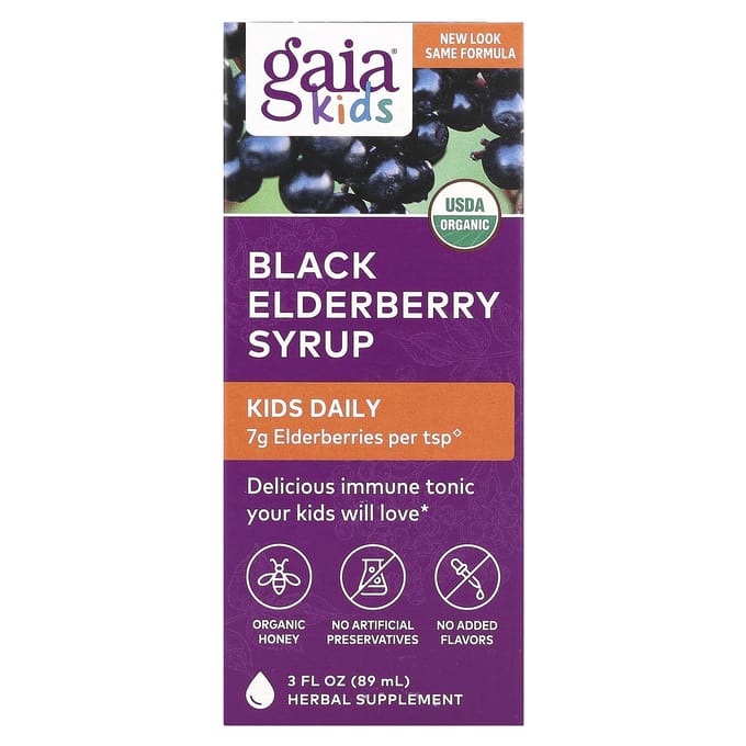 Gaia Herbs, Kids Daily, Sirop de Sureau Noir, 3 fl oz (89ml)