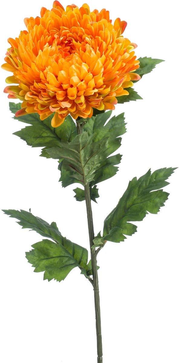 Emerald - Kunstbloem Chrysant 75cm geel/oranje - Kunstplant voor binnen