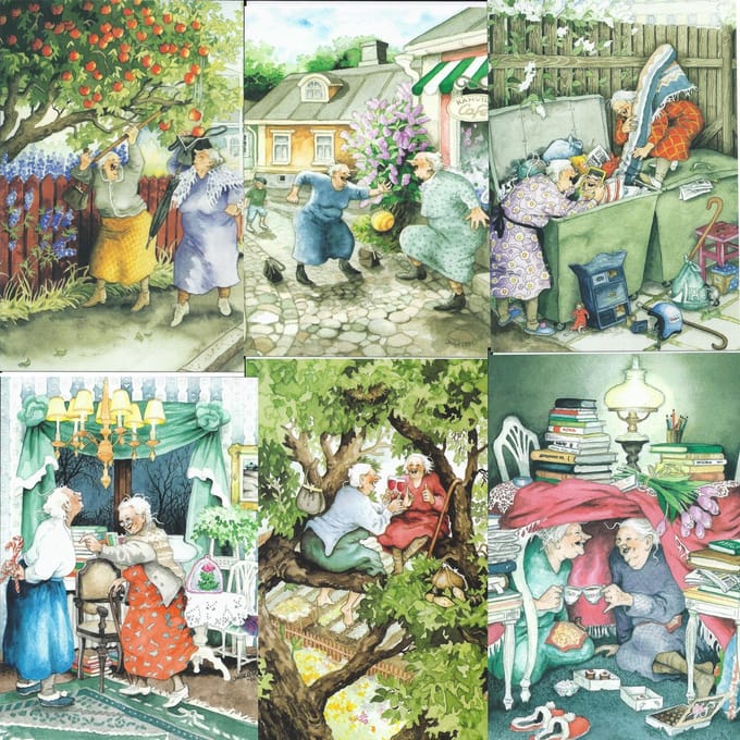 Inge Löök Postkaart set van 6 kaarten (set 2 kaart 7-12 )