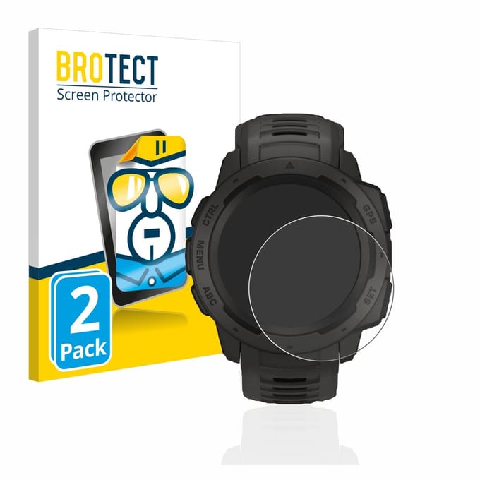 BROTECT - Screenprotector voor Garmin Instinct / Instinct Tactical Edition - Folie Beschermfolie transparant 2 Stuks