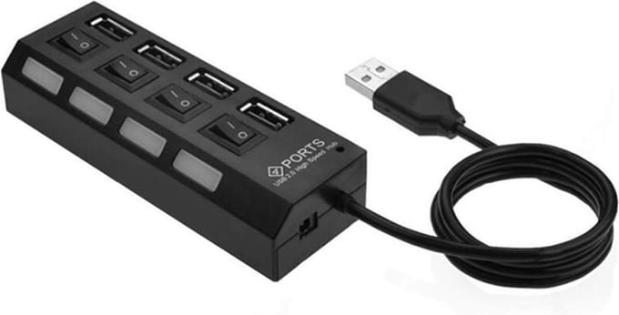 CHPN - Hubje - USB-Hub 4-in-1 - 5GB/s - Universeel - Met LED verlichting - USB hub - Extra USB aansluitingen - Computer accessoire - Laptop accessoire