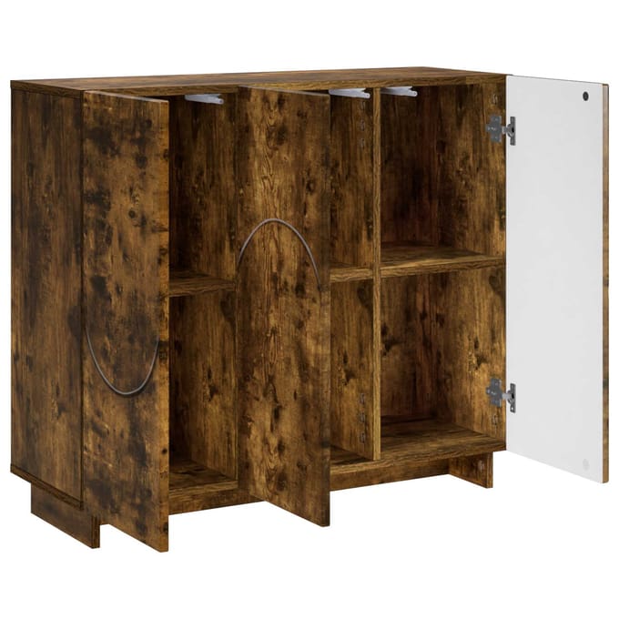vidaXL - Dressoir - Gerookt - eiken - 85,5 - x - 31 - x - 75 - cm - Bewerkt - hout