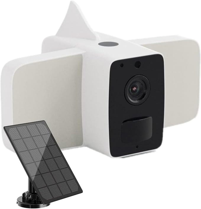 Beveiligingscamera Buiten - Draadloze Camera - Huisbewaking - Zonnepaneel Powered - 3MP HD Resolutie - Wit