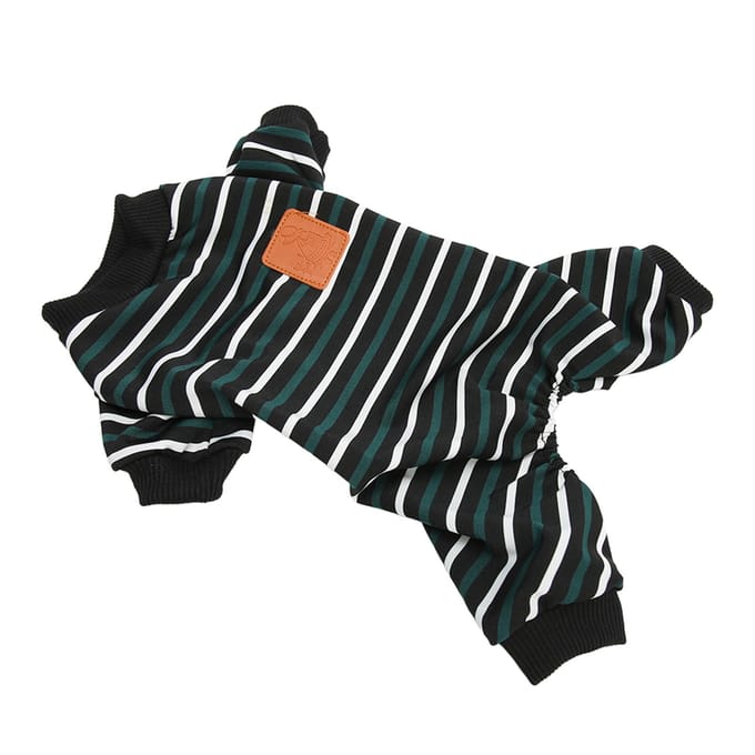 Gestreept Hondenpyjama Modieus Schattig Warm Comfortabel Rekbaar Hondenjumpsuit voor Honden Puppy's Katten XL black