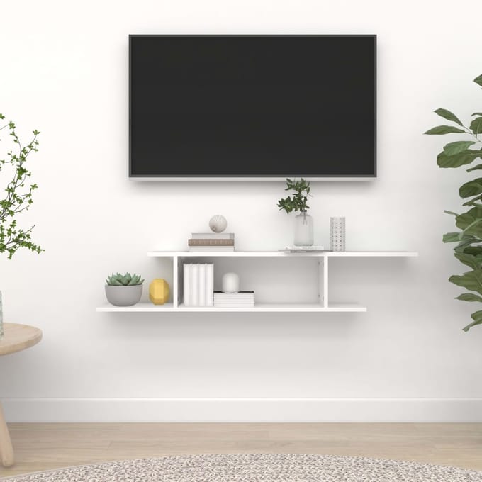 vidaXL - Tv-wandschap - 125x18x23 - cm - bewerkt - hout - wit