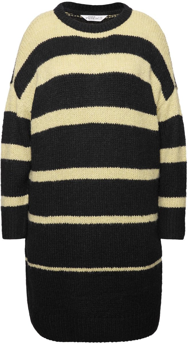 Studio Untold - Dames - Gebreide jurk oversized strepen - Lindegroen - Maat 46+