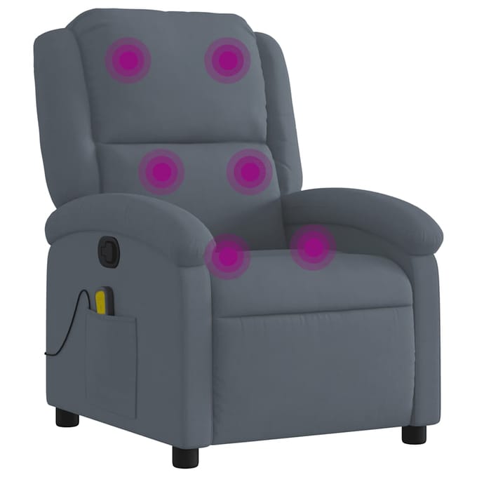 vidaXL - Massagestoel - in - donkergrijs - fluweel