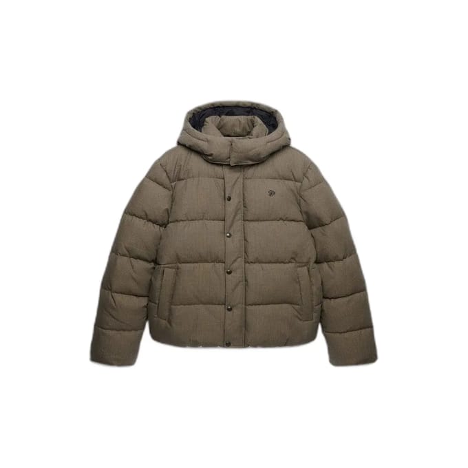 Superdry - Premium Geruite Puffer Jas met Capuchon - Heren - Gewatteerde jassen