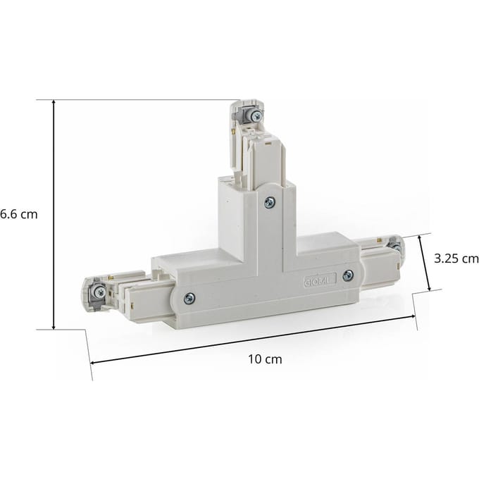 GLOBAL T-verbinder Noa, aardedraad buiten links, wit