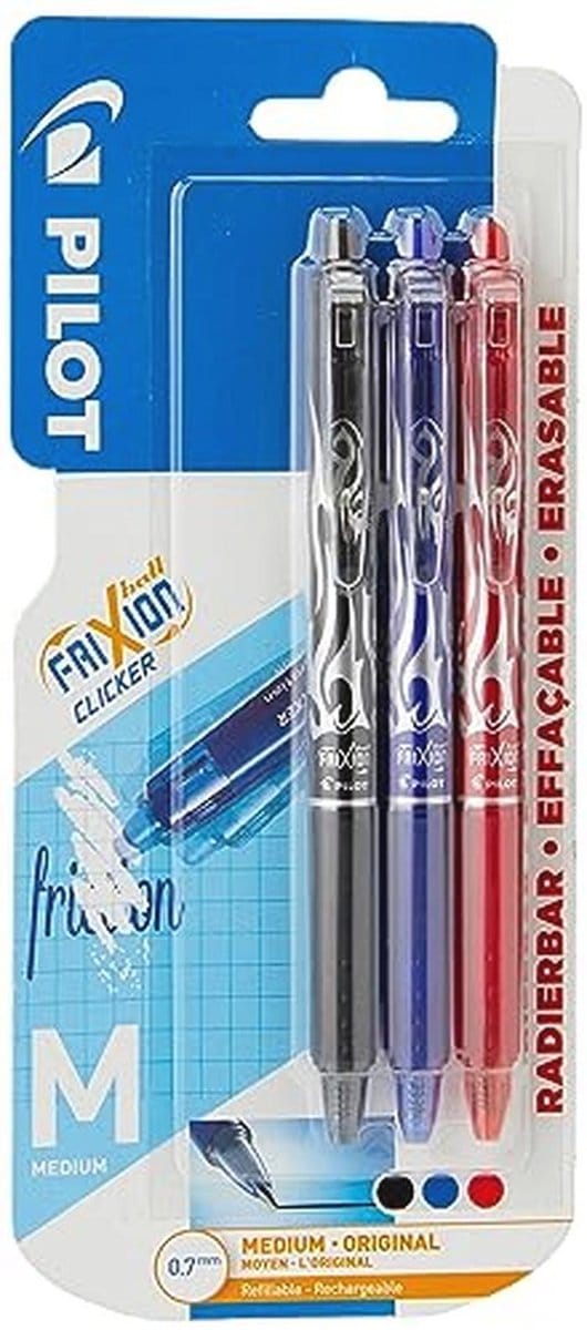 Erasable Rollerball Pen - Zwart - Drie Kleurenset