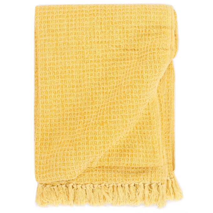 vidaXL - Plaid - 160x210 - cm - katoen - mosterdgeel