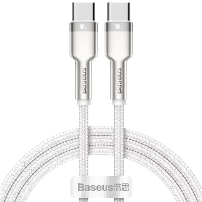 Baseus - Cafule - Series Metal Data USB-C / USB-C PD QC SCP 100W 5A - 1 - m - kabel - wit
