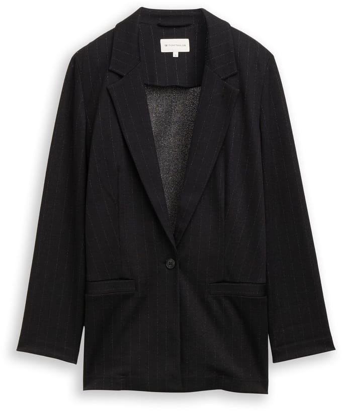 Tom Tailor - Loose fit blazer met glittereffect - Maat L - pinstripe with lurex