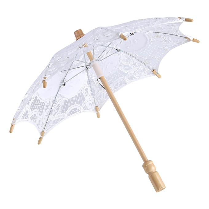 Lady Wedding Lace Umbrella Parasol Zonneschermen Feest Bruidsfoto's Decor(Wit Klein) Small wit