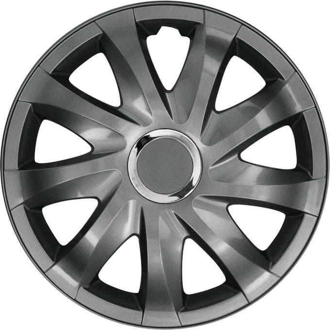 NRM Drift - wieldoppen 14" - grafiet - set van 4 stuks - ABS / Duurzaam / Resistant