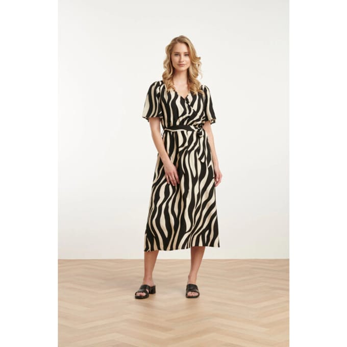 Smashed Lemon 25077 midi jurk met zebrastijl print |