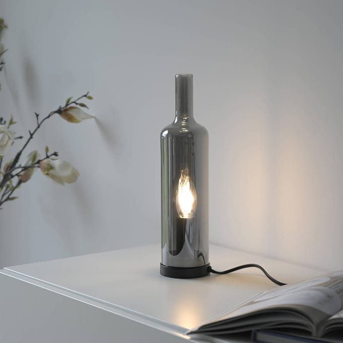 JUST LIGHT. GmbH JUST LIGHT. tafellamp Bottle, rookgrijs, glas, E14