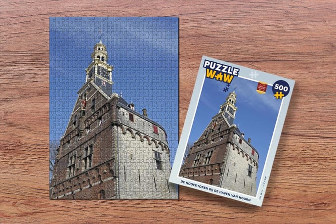 Puzzel De hoofdtoren bij de haven van Hoorn - Legpuzzel - Puzzel 500 stukjes