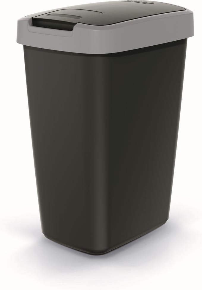 Prosperplast - Prullenbak / Afvalbak 12L - Zwart met grijs frame