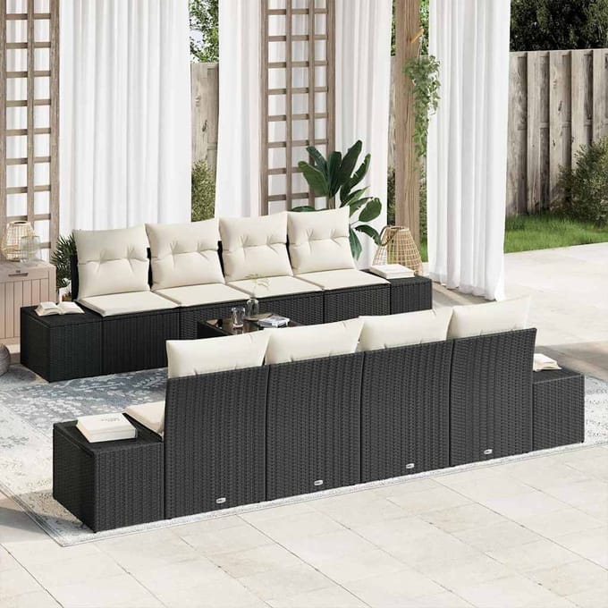 vidaXL Tuin Sofa Set 7 st Zwart en Crème poly rattan
