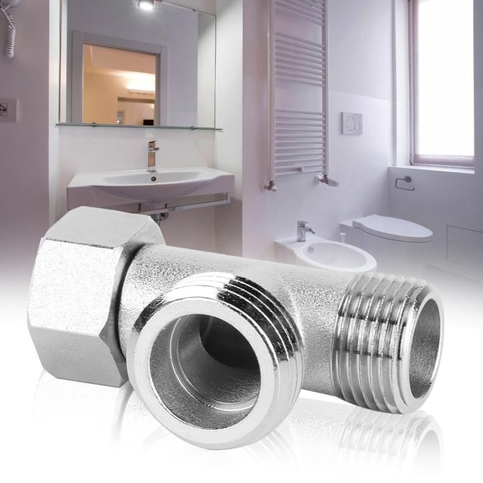 2PCS Vanne de raccordement 3 voies Adaptateur de vanne de dérivation de toilette Vanne de chasse d'eau(UE3/8) gray