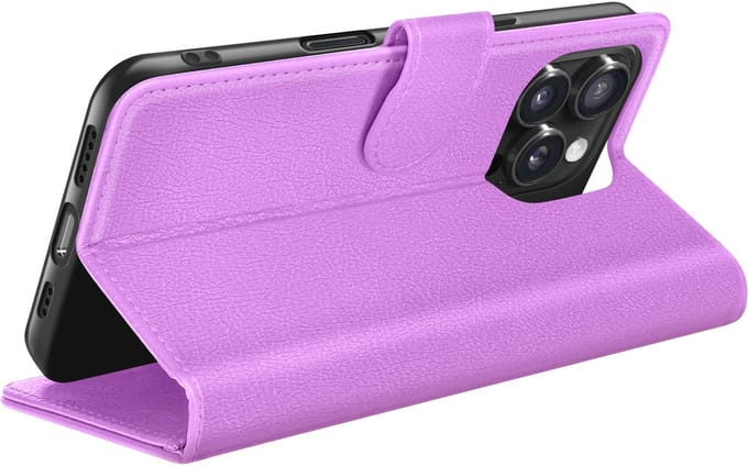 Zanae, Hoesje geschikt voor iPhone 16 Pro Max - Wallet Case & Magneetsluiting, Paars
