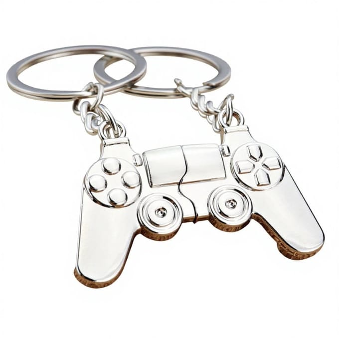 Scoby - Controller Sleutelhanger - Game Sleutelhanger - Duo Keychain Set - Game Controller Hanger - Friends Keychain - Zilverkleurig