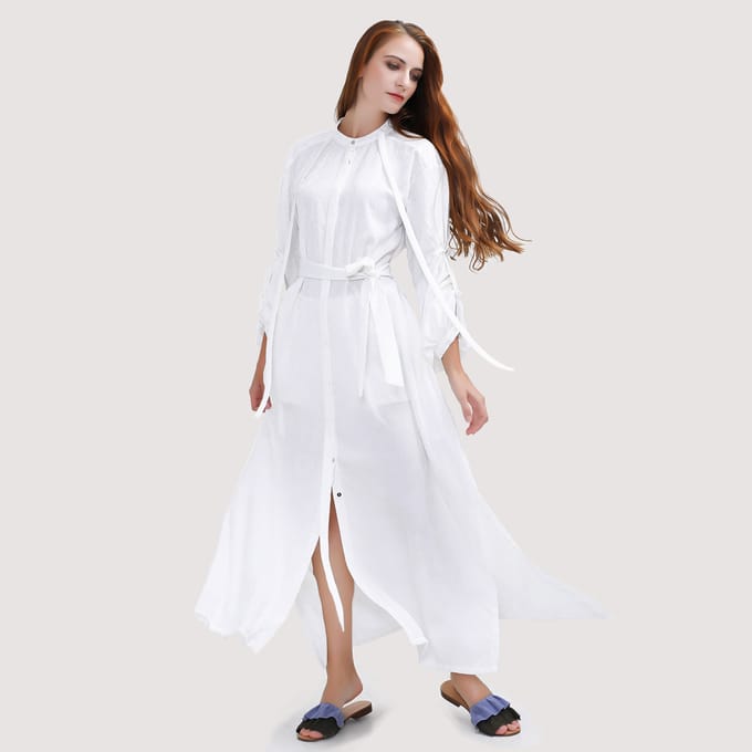 Lange gestructureerde shirt-jurk