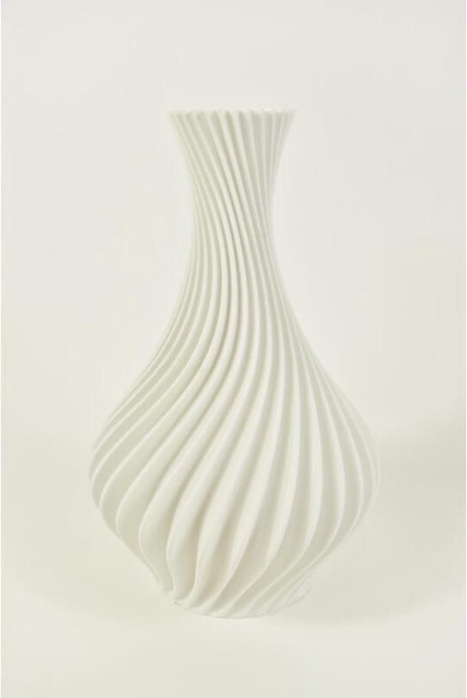 Woonaccessoires - Spiraalvaas Wit, 3d Geprint D14 H22cm